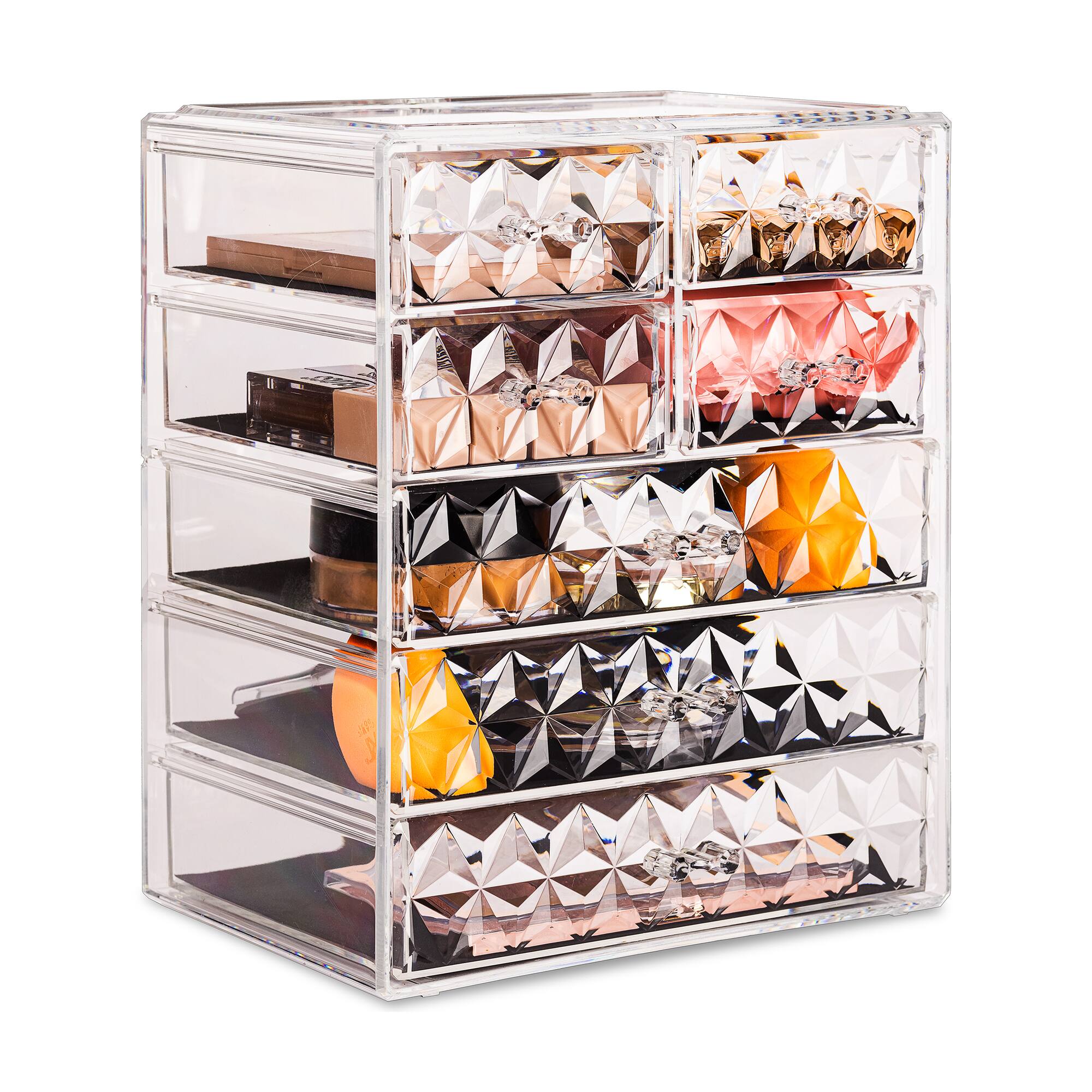 Sorbus Brown Makeup & Jewelry Storage Case with 3 Large & 4 Small Drawers